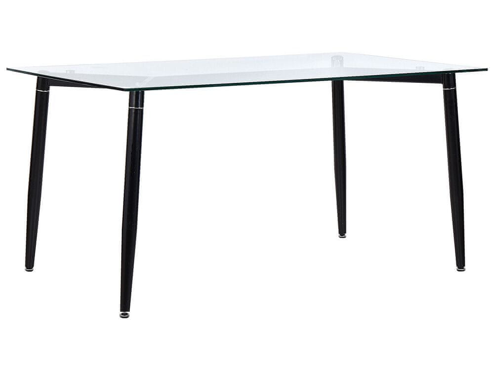 Beliani Jedálenský stôl so sklenenou doskou 150 x 90 cm čierny TOTHAM